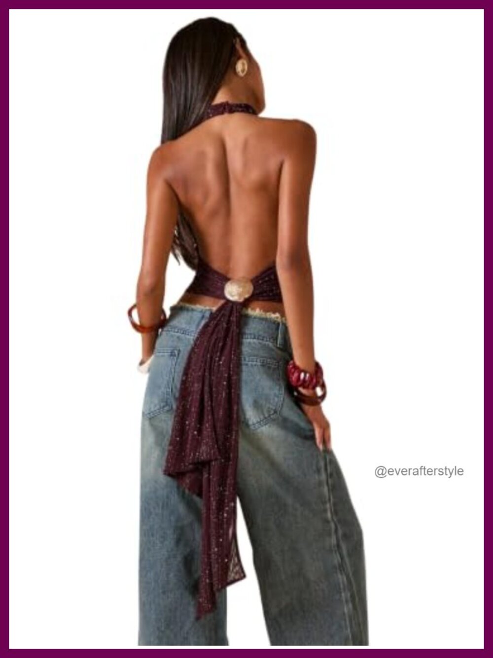 Verdusa Women's Y2K Backless Shiny Halter Party Club Top